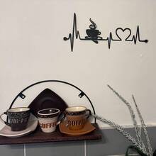 Hello Young 1pc Classic Coffee Heartbeat Metal Wall Decor, Art Piece, Suitable For Coffee Lovers Home Decoration, This Bar-Shaped Design Is Humorous And Fashionable, Applicable To Bedroom, Study And Various Spaces, Exquisite Metal Wall Decor, Suitable For Valentine's Day Decoration, Valentine's Day Gift, Home Decor, Room Decor, Wall Decor, Birthday, Graduation Ceremony And Other Occasions. - Black - View 7
