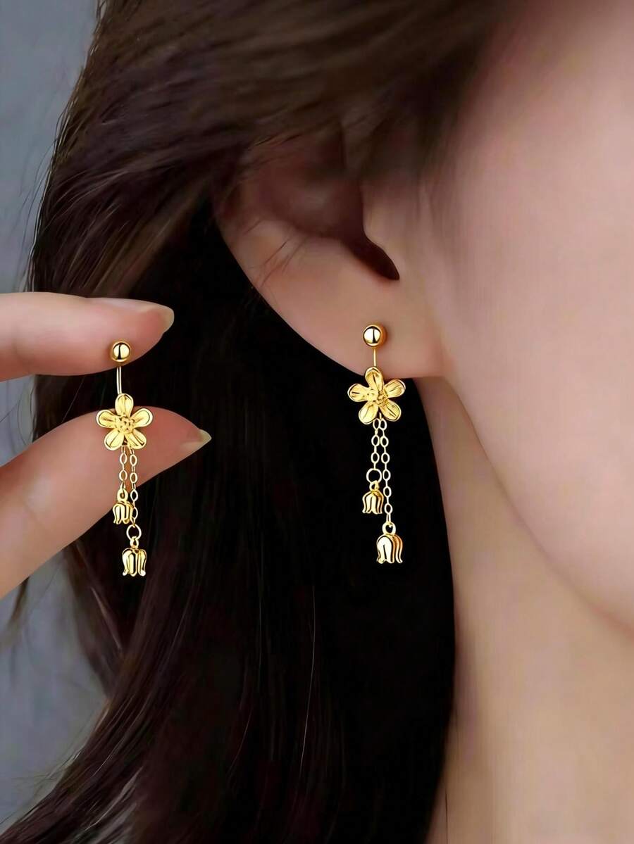 Pure Silver Lily Of The Valley Earrings, Nature Style Versatile Elegant Earrings For Travel, Casual Wear, Wedding - Multicolor - View 1