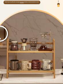 1pc Desktop Kitchen Organizer Rack, Spice Rack, Double-Layer Desk Organizer, Suitable For Office, Kitchen, Cup Holder, Christmas, Winter, Kitchen - Multicolor - View 4