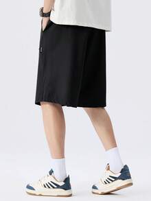 Quần short thể thao nhanh khô cỡ lớn, quần Bermuda ống đứng tối giản, thích hợp cho mùa hè. - màu đen - Xem 3