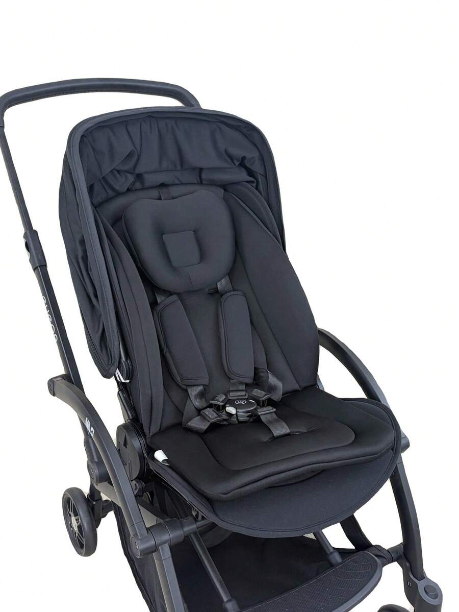 1 pieza Colchoneta suave y transpirable para silla de paseo de bebé, adecuada para múltiples cochecitos - Negro - Ver 1