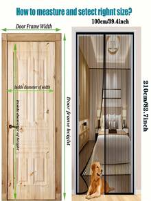 Magnetic Mesh Screen Door - Self-Closing, With Ventilation Window And Anti-Insect Function, Pet Friendly Design, Magnetic Mechanism For Easy Installation, PVC Material, Multiple Sizes Available, Entry | Magnetic Screen Door | Sturdy Mesh - Door Curtain - View 12