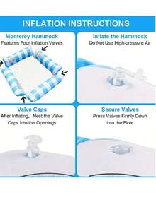 四管充气网状躺椅，成人吊床，条纹扶手，可折叠漂浮垫，沙滩必备，沙滩配件，泳池漂浮垫 - A - 查看 10