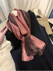 1条女士围巾，渐变色缎面围巾，长款披肩 - 彩色 - 查看 6