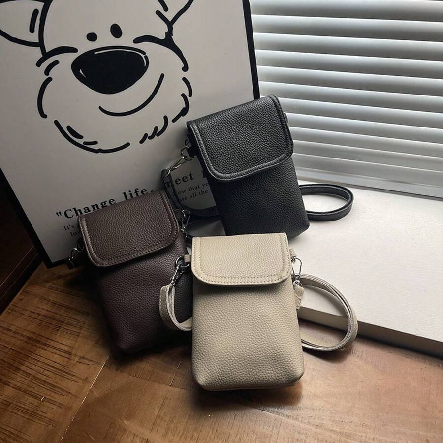 Bolso pequeño para teléfonos móviles, nuevo bolso de cuero para mujer, bolso cruzado con cremallera, bolso pequeño simple y versátil, monedero, a la moda. - Negro - Ver 1