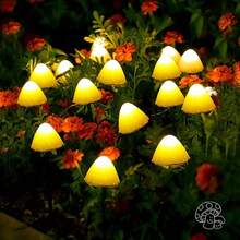 太陽能蘑菇燈 20 顆 LED 迷你太陽能地插花園燈 8 種照明模式 高品質戶外景觀燈 暖白色/彩色 可愛逼真蘑菇裝飾 適用於露台 草坪 小徑 節日派對 花園愛好者的理想禮物 - 暖白光 - 查看 3