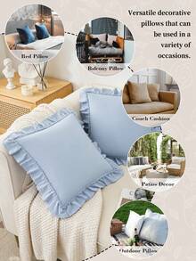 1 vỏ gối trang trí kiểu Pháp lãng mạn xếp nếp (không bao gồm ruột gối), vỏ gối trang trí lãng mạn tinh tế cho phòng ngủ/ký túc xá/ghế sofa/ghế thư giãn, món quà tuyệt vời cho người thân yêu hoặc bạn bè. Có thể giặt máy. Chứng nhận Oeko-Tex. Màu xám xanh. - Màu xanh bụi bặm - Xem 5