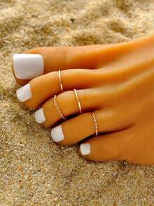 4pcs Minimalist Metal Twist Design Toe Rings Set, Suitable For Beach Party, Travel, Vacation Jewelry Accessories - Multicolor - View 5