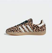 Adidas 三葉草女鞋SAMBA經典豹紋運動鞋德訓鞋休閒板鞋 - 白棕色 - 查看 5