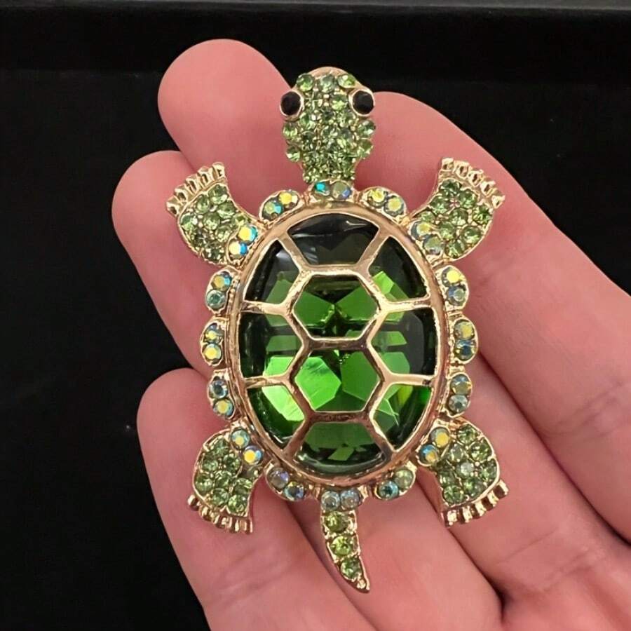 1/2 Handcrafted Pure Copper Tortoises, Bringing Good Luck - Multi-Purpose Decorations For Home, Office And Festivals, Christmas And Halloween Party Gifts, Brooches - 綠色的 - 查看 1