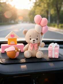 1 pièce Décoration de gâteau en forme d'ours en peluche rose avec nœud, décoration de gâteau en forme de ballon d'ours de dessin animé, décoration de table de dessert pour fête d'anniversaire d'enfants, cadeau de baby shower, pas un jouet. Ne convient pas aux enfants de moins de 14 ans. Tenir à l'écart des enfants. - Multicolore - Voir 10