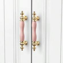 2pcs/1pc Cute Pink Ceramic Handle With Zinc Alloy Base - Retro Style, Suitable For Dresser Drawers, Cabinets, Antique Cabinets - Great For Home Decor - View 4