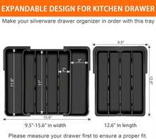 Spaclear Kitchen Silverware Organizer For Drawer - Expandable Silverware Drawer Organizer Adjustable Utensil Drawer Holder, Flatware Cutlery Tray For Spoons Forks Kitchen Organizers Storage,Black, S - ColorA - 查看 2