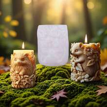 Hedgehog & Floral Fragrance Candle Silicone Mold DIY, Woodland Style Hedgehog Figurine, 3D Animal Relief Candle - D378 - View 3