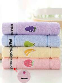 1/4条水果图案小毛巾，尺寸25x50厘米，柔软吸水速干，适用于擦脸/擦手，浴室、学校、厨房、节日礼物、旅行和户外活动，男女通用，吸水性强，快干，不褪色，家用和酒店两用，可定制毛巾，酒店用品 - 彩色 - 查看 10