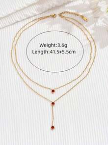 Cubic Zirconia Decorated Multi-Layer Cross Pendant Necklace - màu xanh lá - Xem 3