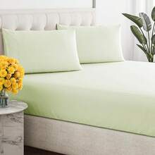 3 Pcs Twin Full Queen Size Bed Sheets - NO Flat Sheet Included - Queen Sheet Set - Soft, Comfy & Cooling - Easy Care - Wrinkle & Fade Resistant - 13 Inch Deep Pocket Sheets - 16 - Light Sage Green - View 1