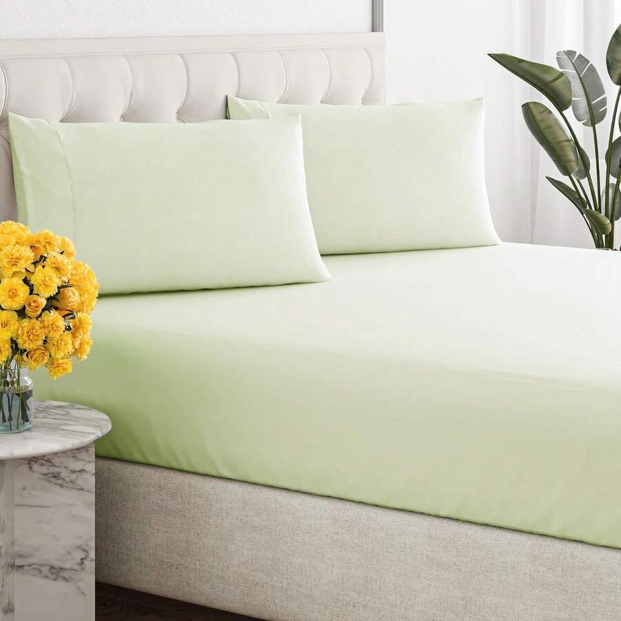 3 Pcs Twin Full Queen Size Bed Sheets - NO Flat Sheet Included - Queen Sheet Set - Soft, Comfy & Cooling - Easy Care - Wrinkle & Fade Resistant - 13 Inch Deep Pocket Sheets - 16 - Light Sage Green - View 1