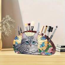 1 pieza/6 piezas Caja de almacenamiento multifunción de pintura de diamantes DIY - Mandala Flor, Casa de Gato, Tortuga Verde, Tulipán, Libélula, Margarita, Mariquita Patrón de pintura de diamantes Soporte multifunción para bolígrafos, Caja de almacenamiento multifunción para brochas de maquillaje, Efecto de gemas brillantes, Caja de almacenamiento multifunción de montaje DIY, Excelente para la decoración del hogar, Organización del escritorio, Regalo perfecto para seres queridos y amigos - Ver 7