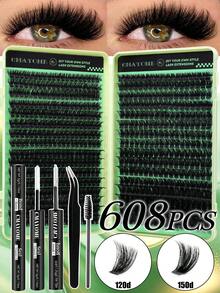 Bộ mi giả tự làm siêu dày 640/608/544 sợi, độ dày 9-16mm, độ cong 10D+20D/30D+40D/50D+60D/80D+100D, kiểu dáng tự nhiên, dày và mềm mại, mi giả bồng bềnh, phù hợp cho sử dụng hàng ngày và người mới bắt đầu, nhiều kiểu dáng có thể phối hợp tự do. - màu xanh lá - Xem 15