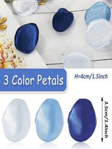 50/100片丝缎蓝色玫瑰花瓣，适用于婚礼、新娘送礼会、派对、走道装饰、彩纸屑、求婚、浪漫之夜、母亲节礼物装饰等场合。 - 深淺藍白色 - 查看 5