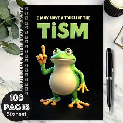1 Stück kreatives Frosch-Muster Spiralbuch mit dem witzigen Text "I MAY HAVE A TOUCH OF THE TiSM". 100 Seiten hohe Kapazität, geeignet für Arbeitsaufzeichnungen, Studiennotizen, Tagespläne usw. Toll als Geschenk zur Graduierung oder zum Geburtstag, kann auch als Tagebuch oder Memo verwendet werden. Hochwertige Wahl für den Eigengebrauch oder als Geschenk.
