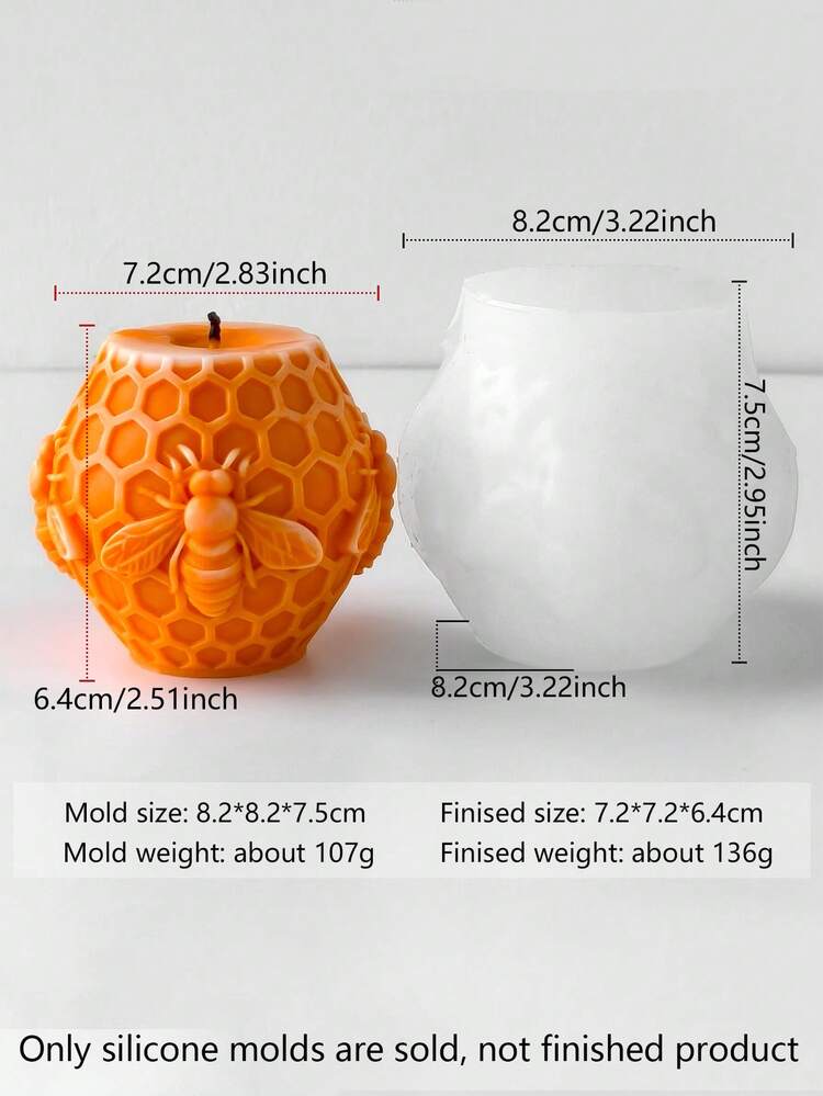 春季新款蜜蜂蜂巢郁金香硅胶模具，手工DIY蜡烛，香石，石膏装饰模具，3D浮雕蜂巢花卉模具，婚礼母亲节礼物制作工具，树脂浇铸模具，多图案组合，春日氛围工艺材料 - 蜜蜂模具 - 查看 18