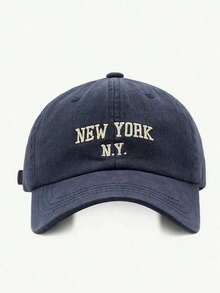 1pc Unisex Soft-Top Duck Billed Baseball Cap, Versatile All Season Casual Hat Suitable For Daily Wear - 海軍藍 - 查看 2