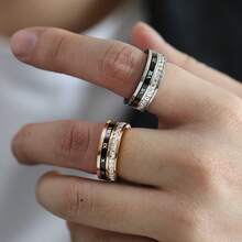 1 pieza Joyería para hombres, anillo de acero de titanio con números romanos versátil y de moda, accesorio diario y de fiesta - Anillo romano - Ver 2