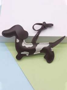 1pc PU Leather Dachshund Keychain - Handmade Cartoon Dog Bag Charm, With Cute Puppy Design, Suitable For Keys, Backpacks Or Car Accessories, Packaging Decor | Cartoon Dog Design | Colorful Keyring, Dog Accessories - 鏽棕色 - 查看 7