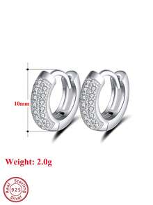 ORSA JEWELS 1pc 925 Sterling Silver Rhodium Plated Round Cut Cubic Zirconia Earrings, Unisex Wedding Party Banquet Gift, 2026 Fashion Ear Jewelry - SE103 - View 6