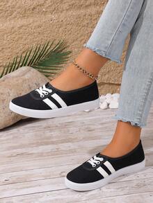 女士时尚滑板鞋，白色运动鞋，豹纹撞色鞋带，低帮厚底休闲户外运动鞋 - 黑色 - 查看 5