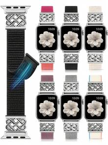 尼龙环形表带，兼容 表带 38/40/41/42/44/45/46/49mm，男女通用；凯尔特结饰边，时尚百搭，可调节透气编织表带，兼容 Series 11/10/9/8/7/6/5/4/SE/Ultra/3/2/1 - 38/40/41/42毫米(10/11系列) - 查看 1