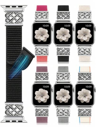 尼龙环形表带，兼容 表带 38/40/41/42/44/45/46/49mm，男女通用；凯尔特结饰边，时尚百搭，可调节透气编织表带，兼容 Series 11/10/9/8/7/6/5/4/SE/Ultra/3/2/1