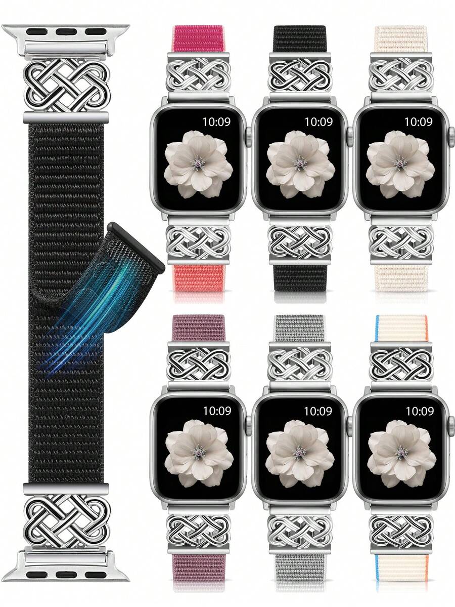 尼龙环形表带,兼容 表带 38/40/41/42/44/45/46/49mm,男女通用;凯尔特结饰边,时尚百搭,可调节透气编织表带,兼容 Series 11/10/9/8/7/6/5/4/SE/Ultra/3/2/1 - 38/40/41/42毫米(10/11系列) - 查看 1