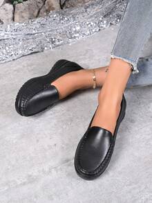 Women's White Non-Slip Casual Loafers - Black-1 - View 2