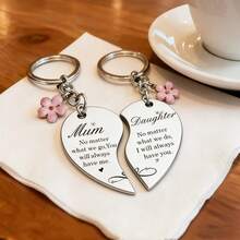 不锈钢“无论如何”刻字心形钥匙扣套装，母亲节、女儿节、生日、圣诞节、毕业典礼等场合送给母女的配套礼物 - Old Gold - 查看 7