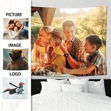 1pc Personalized Photo Tapestry - Vivid Printing, Tailor-Made Designs For Unique Gifts - Celebrate Anniversaries, Birthdays, Party Decorations Weddings & More - Logo Option, Stylish Home Decor, Flag For Room, For Anniversaries, For Valentine's Day, For Birthdays, For Youth's Day, For Weddings, For Christmas, For Housewarming Living Room, Bedroom, Bathroom, Tea Room,Season Picks, Autumn Home Refresh, Scandinavian Cozy Home, Winter Grace,Fall Decor,Warm Ambience,Room Deocr,Home Decor,Bedroom Deccor,Room Deocr For Girls,4th Of July,Mothers Day Gift,Dorm Room Essentials College,Custom Flag,Wedding Decor - 彩色 - 查看 2