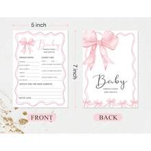 Thẻ dự đoán tiệc mừng em bé với nơ hồng, Thẻ gợi ý trò chơi cho tiệc mừng em bé. - B - Xem 2