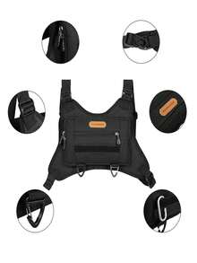 Multifunctional Cycling Sports Protective Vest, Adjustable Chest Backpack, Adjustable Rider Chest And Back Protection Chest Bag, Phone, Keys, Gloves, Glasses And Other Items Storage Pouch - A - View 3