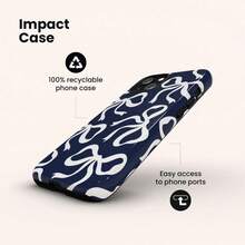 蝴蝶结复古海军蓝 - 奢华全印花缎带蝴蝶结手机壳，兼容 11/12/13/14/15/16 Pro Max，适用于 Galaxy S26 S25 S24 S23 S22 S21 Plus Ultra，适用于 Galaxy A71 A57 A56 A55 A54 A53 A52 A37 A36 A35 A34 A33 A32 - 藏青色 - 查看 6