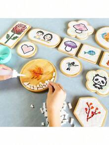 1 Set DIY Mosaic Coaster Making Kit, Includes Colored Glass Pieces And Bamboo Coaster Base - Handmade Home Decor Craft Set, Adult Desktop Decoration Handcraft Materials, Ideal Gift For Father's Day, Mother's Day/Birthday (For Craft Enthusiasts) Mosaic Craft Tool And Material Pack, Affordable DIY Gift - Multicolor - View 9