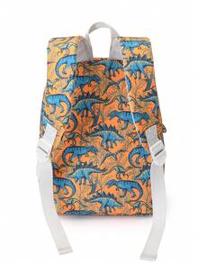 Sunflower Kids Backpack, Purple Floral 3-6 Years Old Children School Bag, Lip Stick Changing Face Vines All-Over Print Kindergarten Daypack - Dinosaur Orange Base - View 6