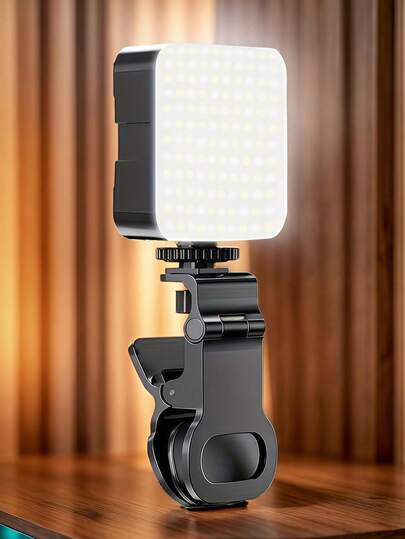 Integrated clamp-type and portable mini selfie ring light - LED portable selfie light video conference lighting equipment, adjustable LED video light for cameras and camcorders, with sn-ap-on and camera tripod adapter, battery model, color rendering index 97+, has 3 lighting modes suitable for mobile phones, Apple cameras, laptops, photo shooting and makeup.