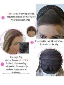 Peluca elegante de cabello liso y largo con flequillo, fibra resistente al calor, adecuada para todos los tonos de piel y razas, peluca sintética natural y de moda, perfecta para uso diario y fiestas. Peluca sintética de cabello largo con flequillo destacado para mujer, color marrón y rubio mezclado. Peluca de fibra sintética suave, natural y hermosa de alta calidad para mujer - Multicolor - Ver 10