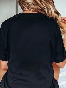 Loose-Fitting, Breathable T-Shirt With Religious Lettering Print In Various Colors, A Casual Women's Garment For Everyday Wear - Hitam - View 2