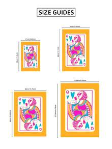 1pc Frameless Queen Of Hearts Card, Colorful Preppy Y2K Print, Pink & Orange Art Poster, Boho Wall Decor, Girly Dorm Art, Retro Funky Wall Art, Vintage Chic Poster For Living Room - Playing Cards - View 10