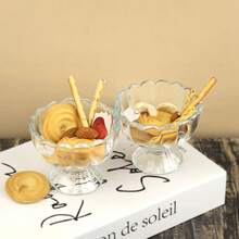 1个创意冰淇淋杯，甜点/饮料/沙拉玻璃碗，奶茶/奶昔杯 - 透明 - 查看 3