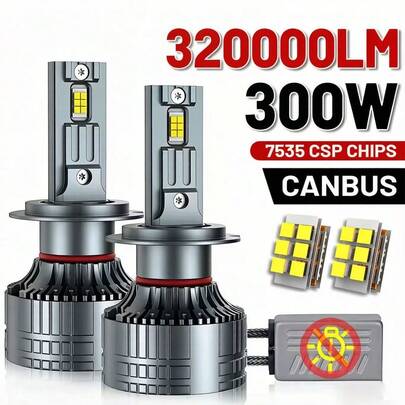 HYNBYZJ 2 Packs H4 LED Car Headlight Bulb 6000K H1 H7 H11 9005 HB3 9006 HB4 CANbus No Error 320000LM ​Auto Lamp White High Low Beam Lights 12V