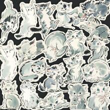 50 Pieces Of Cute Cat Doodle Stickers In Traditional Chinese Painting Style - Waterproof Vinyl, Suitable For Suitcases, Notebooks, Laptops, Cups, Etc. - A Retro Aesthetic DIY Scrapbook Decoration Scrapbook Supplies Stationery Funny Stickers - A - View 10